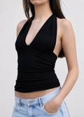 Top halter backless black
