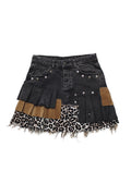 Spódnica black denim leopard