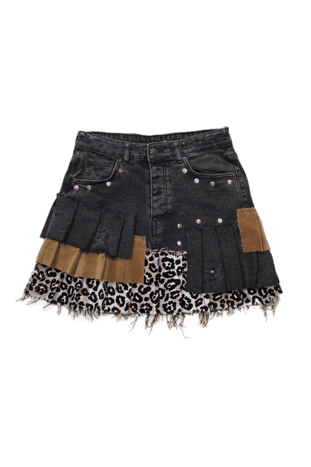Spódnica black denim leopard